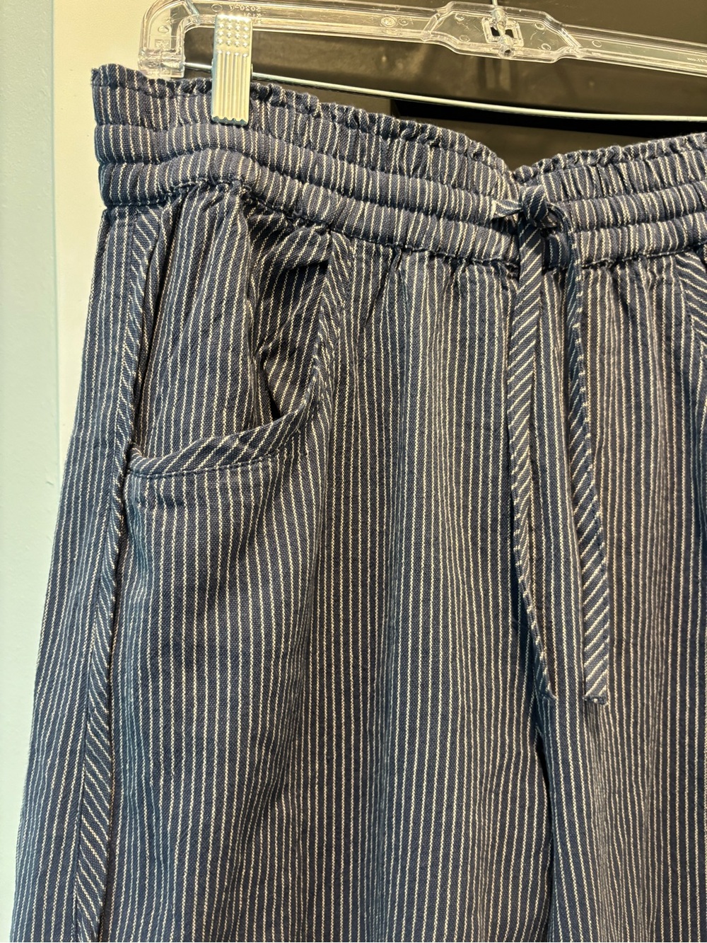 Free People Something Good Pull On Barrel Pants Large Navy Combo NWT Wide Leg - Picture 7 of 11
